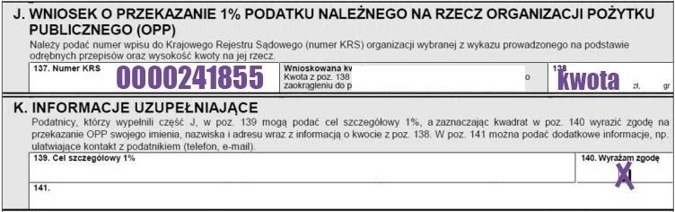 instrukcja PIT 1%podatku